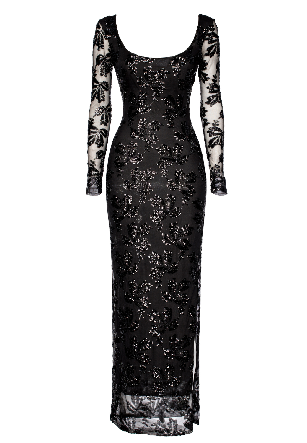ABITO LUNGO PAILLETTES MANICA LUNGA 2 TG 95% PL 5% EA MADE IN ITALY 